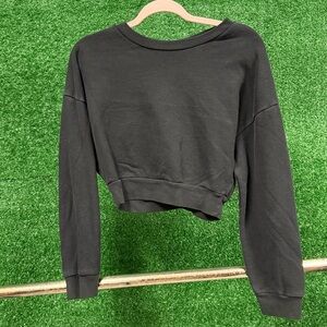 Reformation Black Cropped Sweatshirt
